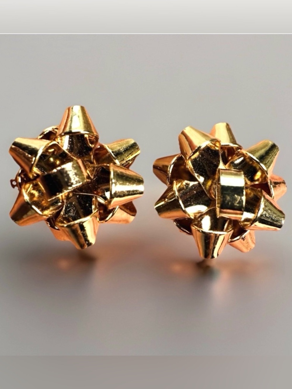 Goldtone Festive Holiday Bow Stud Pierced Earrings